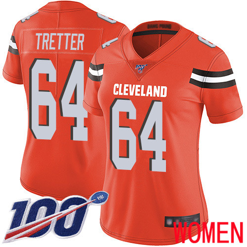 Cleveland Browns JC Tretter Women Orange Limited Jersey #64 NFL Football Alternate 100th Season Vapor Untouchable
